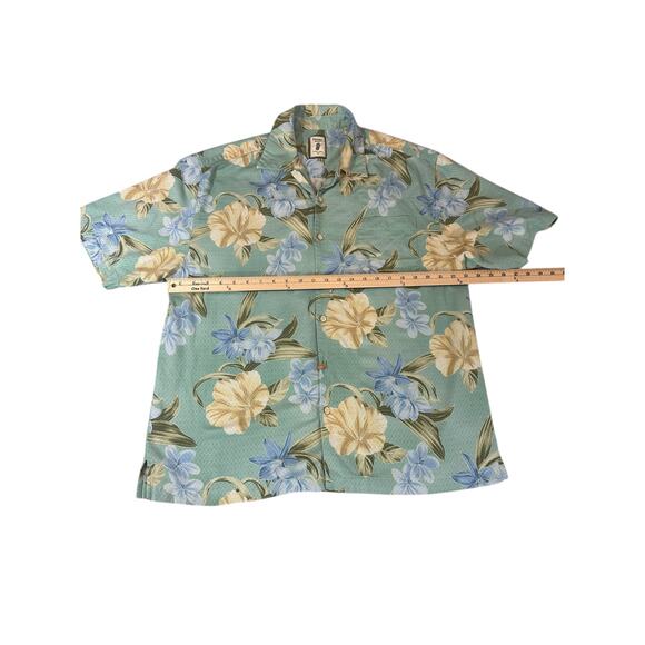 Jamaica Jaxx 100% Silk Green Floral Mens Hawaiian Shirt, Large - Picture 5 of 5